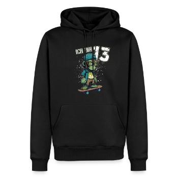 Kinder Geburtstag 13 Jahre - Skater Affe - Männer Premium Bio Hoodie - Schwarz - Vorne - Nico (187cm)