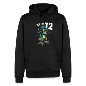 Kinder Geburtstag 12 Jahre - Skater Affe - Männer Premium Bio Hoodie - Schwarz - Vorne - Nico (187cm)