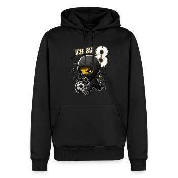 Kinder Geburtstag 8 Jahre - Fussball und Ninjas - Männer Premium Bio Hoodie - Schwarz - Vorne - Nico (187cm)