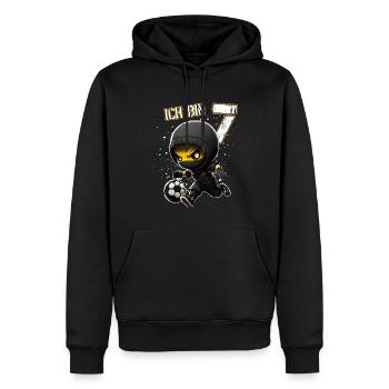 Kinder Geburtstag 7 Jahre - Fussball und Ninjas - Männer Premium Bio Hoodie - Schwarz - Vorne - Nico (187cm)