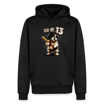 Kinder Geburtstag 13 Jahre - Baseball und Hunde - Männer Premium Bio Hoodie - Schwarz - Vorne - Nico (187cm)