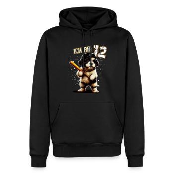 Kinder Geburtstag 12 Jahre - Baseball und Hunde - Männer Premium Bio Hoodie - Schwarz - Vorne - Nico (187cm)