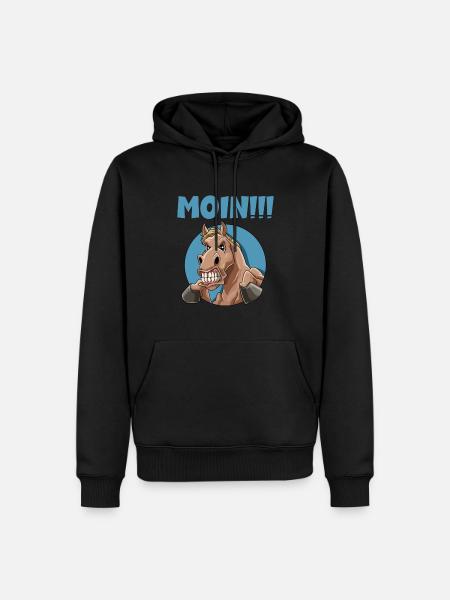 Pferd sagt wütend Moin - Männer Premium Bio Hoodie - Schwarz