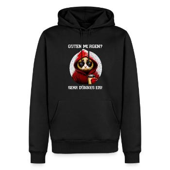 Guten Morgen - Sehr Dünnes Eis - Langschläfer - Männer Premium Bio Hoodie - Schwarz - Vorne - Nico (187cm)