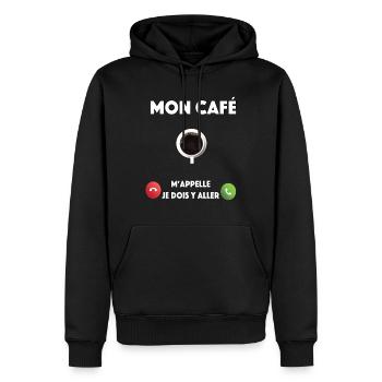 mon café - Sweat à capuche Premium bio Homme - noir - Devant - Nico (187cm)