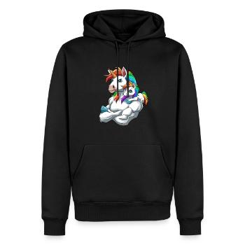 Einhorn Vater und Kind für einen Einhorn - Männer Premium Bio Hoodie - Schwarz - Vorne - Nico (187cm)