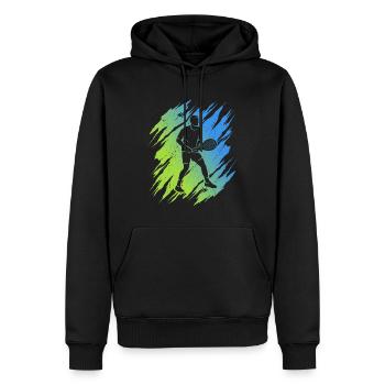 Tennis Entraîneur de tennis Enfants Garçons Joueur de tennis - Sweat à capuche Premium bio Homme - noir - Devant - Nico (187cm)