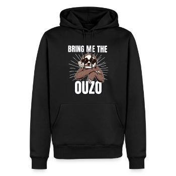 Ouzo disant pour les Grecs Un ouzo par jour - Sweat à capuche Premium bio Homme - noir - Devant - Nico (187cm)
