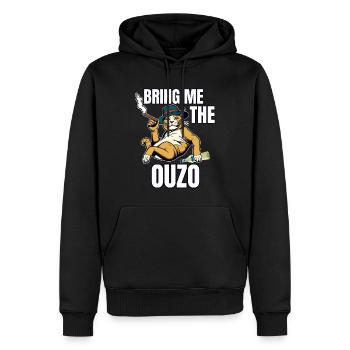 Ouzo disant pour les Grecs Un ouzo par jour - Sweat à capuche Premium bio Homme - noir - Devant - Nico (187cm)