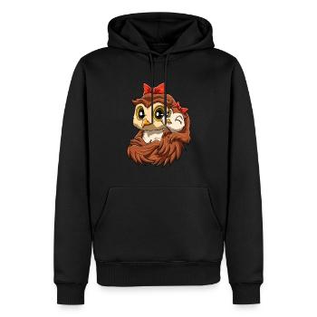 Eulen mit niedlichem Eulen Kind für Mama - Männer Premium Bio Hoodie - Schwarz - Vorne - Nico (187cm)