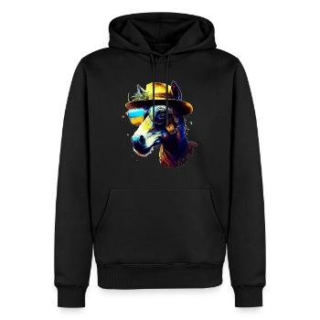 Eil lässiger und Cooler Esel trägt Sonnenbrille - Männer Premium Bio Hoodie - Schwarz - Vorne - Nico (187cm)
