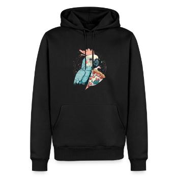 Kakadu isst Pizza für eine Kakadu Besitzer - Männer Premium Bio Hoodie - Schwarz - Vorne - Nico (187cm)