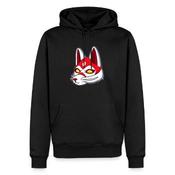Kitsun Vaporwave Japanese Kami Vaporwave Kitsune - Men’s Premium Organic Hoodie - black - Front - Nico (187cm)