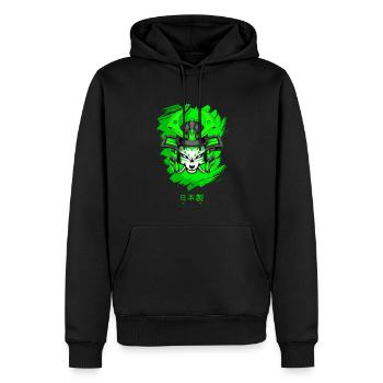 Kitsun Vaporwave Japanese Kami Vaporwave Kitsune - Men’s Premium Organic Hoodie - black - Front - Nico (187cm)