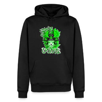 Kitsun Vaporwave Japonais Kami Vaporwave Kitsune - Sweat à capuche Premium bio Homme - noir - Devant - Nico (187cm)