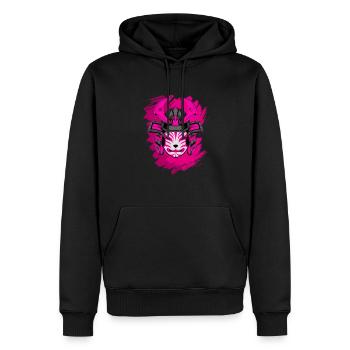 Kitsun Vaporwave Japanische Kami Vaporwave Kitsune - Männer Premium Bio Hoodie - Schwarz - Vorne - Nico (187cm)