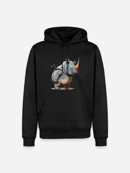 Nashorn - Männer Premium Bio Hoodie - Schwarz