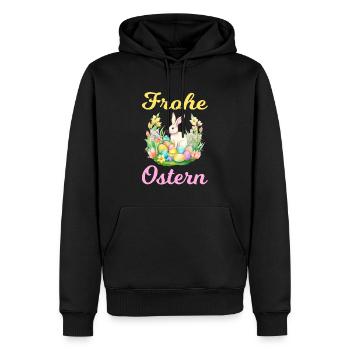Frohe Ostern Hase Osterei für einen Osterhasen - Männer Premium Bio Hoodie - Schwarz - Vorne - Nico (187cm)