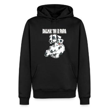 Dalmatiner Papa mit Dalmatiner Kind - Männer Premium Bio Hoodie - Schwarz - Vorne - Nico (187cm)