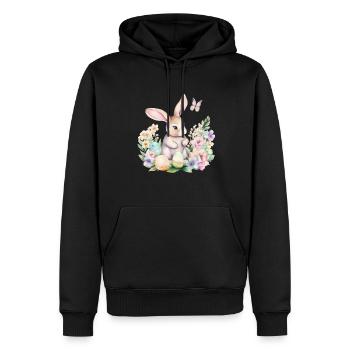 Frohe Ostern Hase Osterei für einen Osterhasen - Männer Premium Bio Hoodie - Schwarz - Vorne - Nico (187cm)