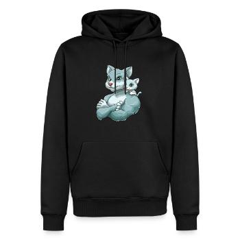 Starker Kater Vater mit seinem Kätzchen für - Männer Premium Bio Hoodie - Schwarz - Vorne - Nico (187cm)