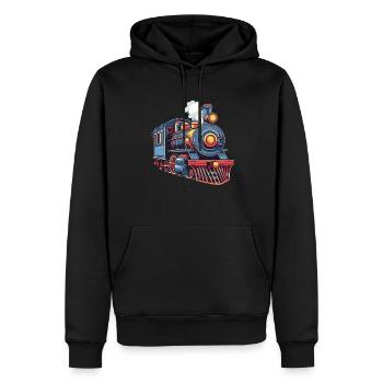 Niedliche Zug Eisenbahn Lokomotive - Männer Premium Bio Hoodie - Schwarz - Vorne - Nico (187cm)