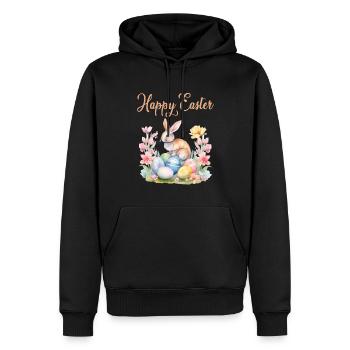 Frohe Ostern Hase Osterei für einen Osterhasen - Männer Premium Bio Hoodie - Schwarz - Vorne - Nico (187cm)