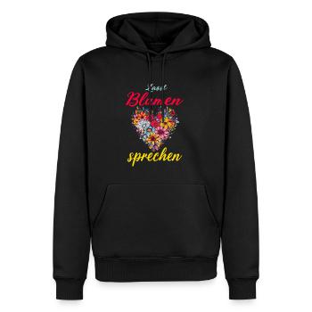 Lasst Blumen Sprechen für eine Floristin - Männer Premium Bio Hoodie - Schwarz - Vorne - Nico (187cm)