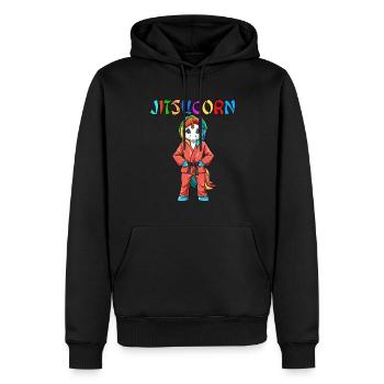 Jitsucorn Einhorn Judo Kampfsportart - Männer Premium Bio Hoodie - Schwarz - Vorne - Nico (187cm)