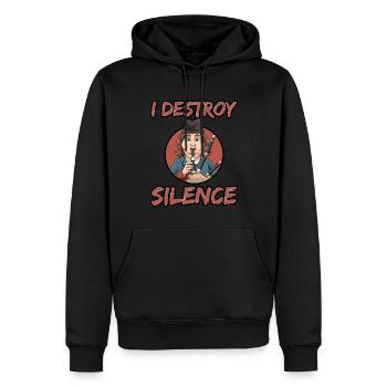 Dudelsack I Destroy Silence - Männer Premium Bio Hoodie - Schwarz - Vorne - Nico (187cm)