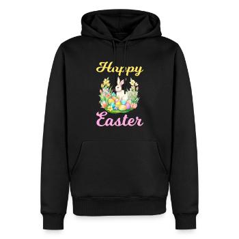 Frohe Ostern Hase Osterei für einen Osterhasen - Männer Premium Bio Hoodie - Schwarz - Vorne - Nico (187cm)