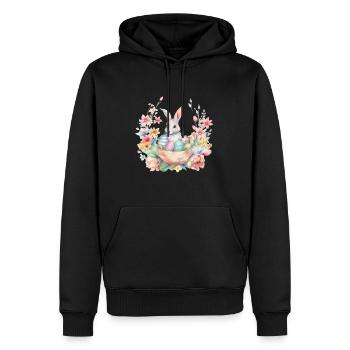 Frohe Ostern Hase Osterei für einen Osterhasen - Männer Premium Bio Hoodie - Schwarz - Vorne - Nico (187cm)