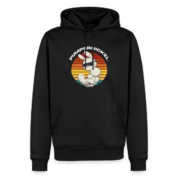 Pumpernickel Hase Powerlifting Gewichtheben - Männer Premium Bio Hoodie - Schwarz - Vorne - Nico (187cm)