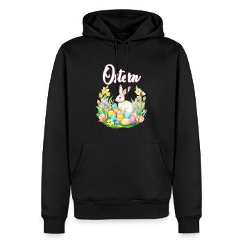 Frohe Ostern Hase Osterei für einen Osterhasen - Männer Premium Bio Hoodie - Schwarz - Vorne - Nico (187cm)