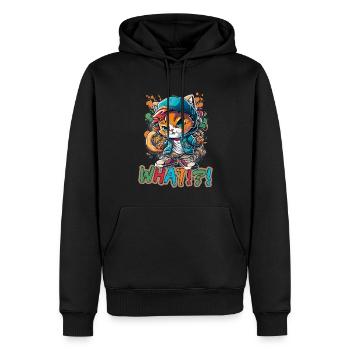 Streetstyle Katze Graffiti What Streetart - Männer Premium Bio Hoodie - Schwarz - Vorne - Nico (187cm)