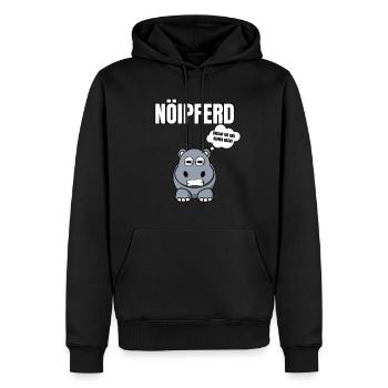 Gelangweiltes Nilpferd / Nölpferd / Keinen Bock - Männer Premium Bio Hoodie - Schwarz - Vorne - Nico (187cm)