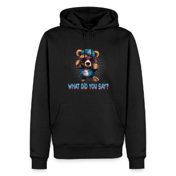 Streetstyle What Die You Say Bear Graffiti Kunst - Männer Premium Bio Hoodie - Schwarz - Vorne - Nico (187cm)