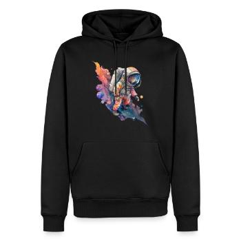 Astronaut Weltall Wasserfarben - Männer Premium Bio Hoodie - Schwarz - Vorne - Nico (187cm)