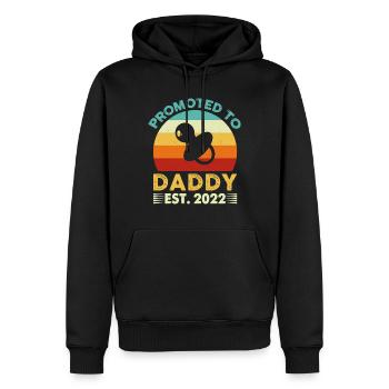 Drôle promu à papa est. 2022 - Sweat à capuche Premium bio Homme - noir - Devant - Nico (187cm)