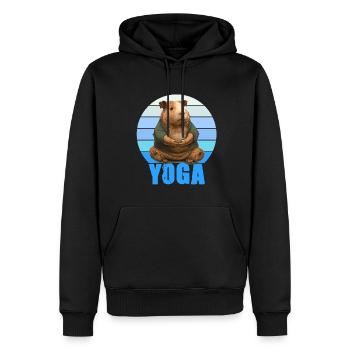 Yoga Meerscheinchen Yogaübung Stretching Dehnen - Männer Premium Bio Hoodie - Schwarz - Vorne - Nico (187cm)