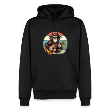 Affe Schimpanse spielt Acousitc Rock Gitarre - Männer Premium Bio Hoodie - Schwarz - Vorne - Nico (187cm)