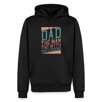 Le père le plus cool du monde promu père - Sweat à capuche Premium bio Homme - noir - Devant - Nico (187cm)