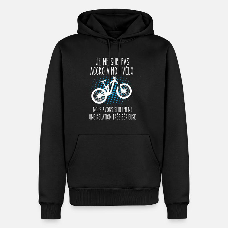 accro à mon vélo - Sweat à capuche Premium bio Homme - noir