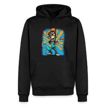 Affe Schimpanse spielt Acousitc Rock Gitarre - Männer Premium Bio Hoodie - Schwarz - Vorne - Nico (187cm)