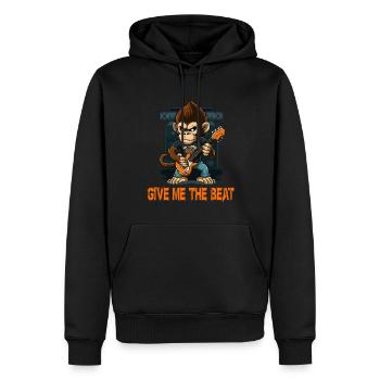 Affe Schimpanse spielt Acousitc Rock Gitarre - Männer Premium Bio Hoodie - Schwarz - Vorne - Nico (187cm)