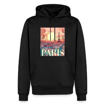 Paris Eiffelturm Bonjour Souvenirs - Männer Premium Bio Hoodie - Schwarz - Vorne - Nico (187cm)