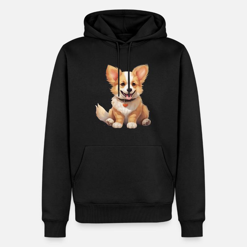 Chibi-Hund - Männer Premium Bio Hoodie - Schwarz