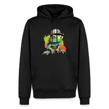 Lustige Baragame mit Mütze Reptil Leguan - Männer Premium Bio Hoodie - Schwarz - Vorne - Nico (187cm)