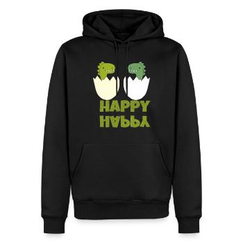 dinos happy - Männer Premium Bio Hoodie - Schwarz - Vorne - Nico (187cm)