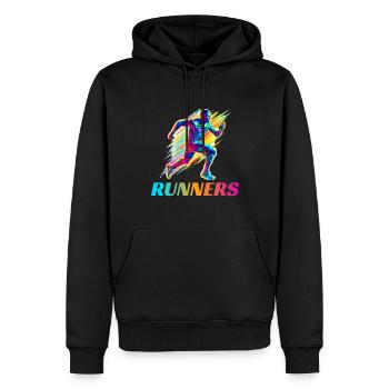 Dynamische Läufer Lauf Wettkampf - Männer Premium Bio Hoodie - Schwarz - Vorne - Nico (187cm)